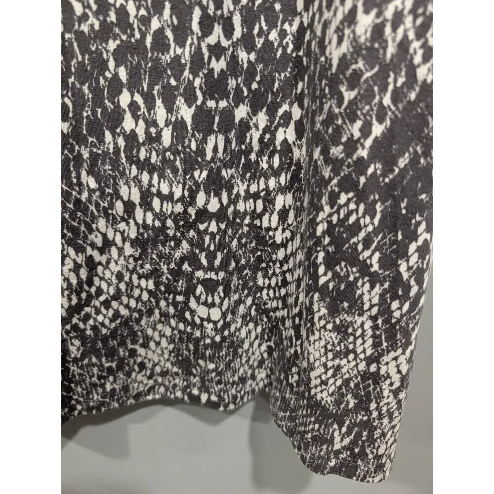 Garnet Hill Women's Gray White Stretchy Maxi Skirt High Side Slit Waist Tie Sz S